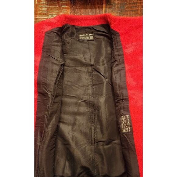 Vintage Pauline Trigere Bergdorf Goodman Large Vermillion Wool Coat Union Made - Picture 10 of 14